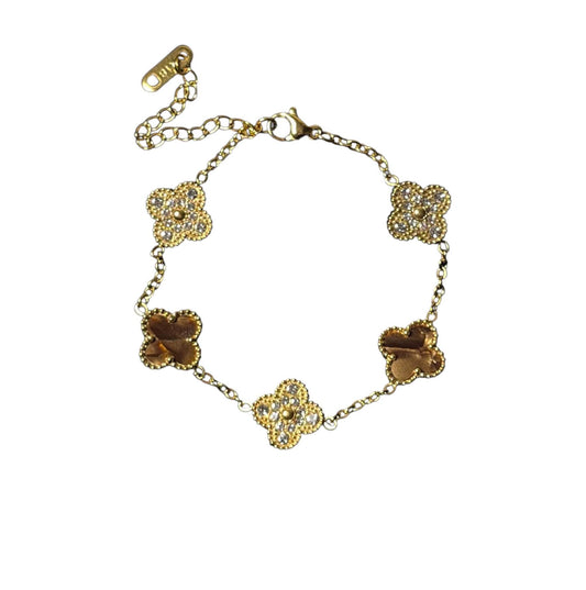 Golden Clover Charm Armband