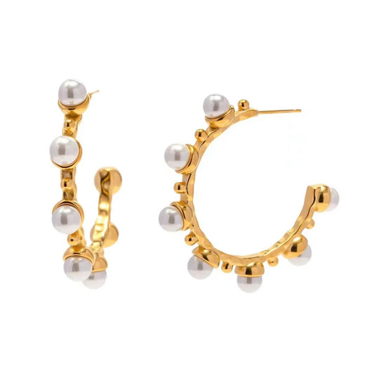 Pearl Embrace Hoops